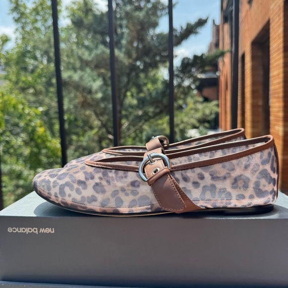 New Reformation Bethany Ballet Flat Shoes Leopard Mesh Black 9 - Picture 12 of 17